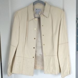Worth Cream Leather Jacket Size 10